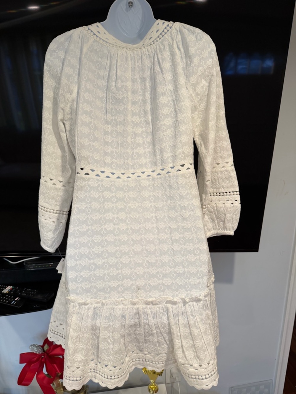 Veronica Beard DAEJA White Eyelet V-Neck Mini Dress⭐️ - Picture 9 of 16